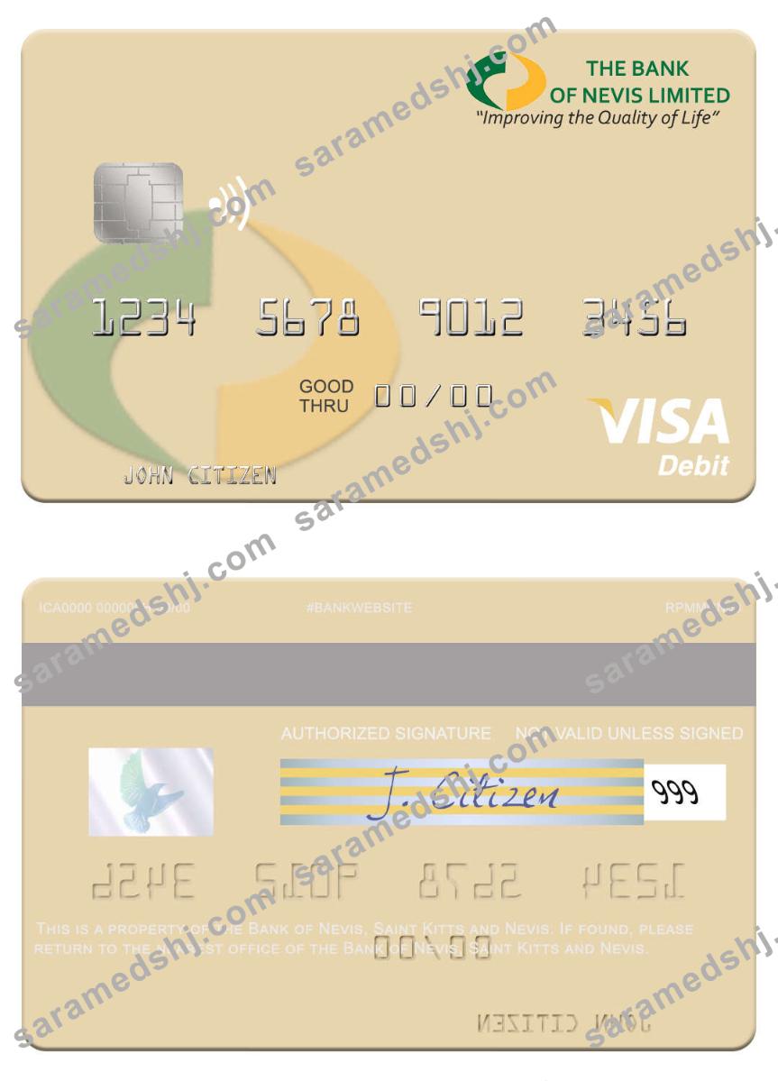 Saint Kitts and Nevis Bank of Nevis visa debit card